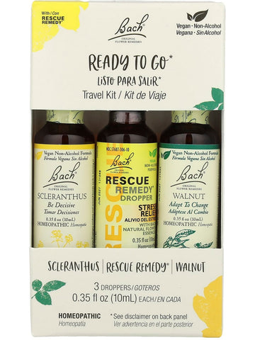 Bach Original Flower Essences, Ready To Go, Travel Kit, 3 Droppers (0.35 fl oz each)