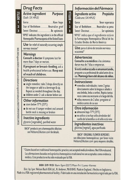 Bach Original Flower Essences, Hope and Joy, Comfort Kit, 3 Droppers (0.35 fl oz each)