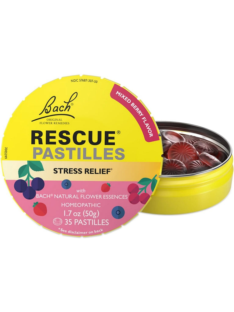 Bach Original Flower Essences, Rescue Pastilles, Mixed Berry, 1.7 oz