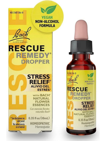 Bach Original Flower Essences, Rescue Remedy Dropper, Non-Alcohol, 10 ml