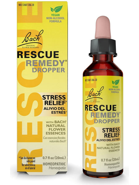 Bach Original Flower Essences, Rescue Remedy Dropper, Non-Alcohol, 20 ml