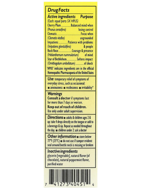 Bach Original Flower Essences, Rescue Remedy Dropper, Chocolate and Peppermint, Non-Alcohol, 20 ml