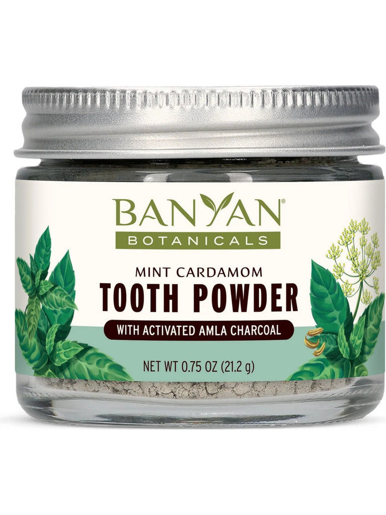 Banyan Botanicals, Tooth Powder With Charcoal & Miswak, Mint Cardamom, 0.75 oz