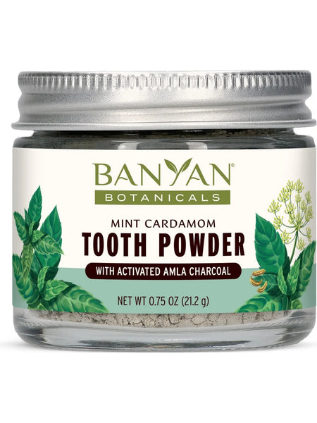 Banyan Botanicals, Tooth Powder With Charcoal & Miswak, Mint Cardamom, 0.75 oz