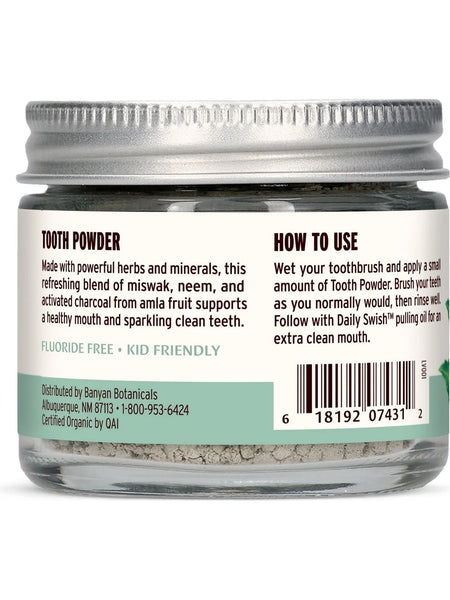 Banyan Botanicals, Tooth Powder With Charcoal & Miswak, Mint Cardamom, 0.75 oz