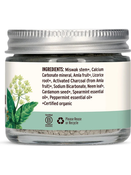 Banyan Botanicals, Tooth Powder With Charcoal & Miswak, Mint Cardamom, 0.75 oz