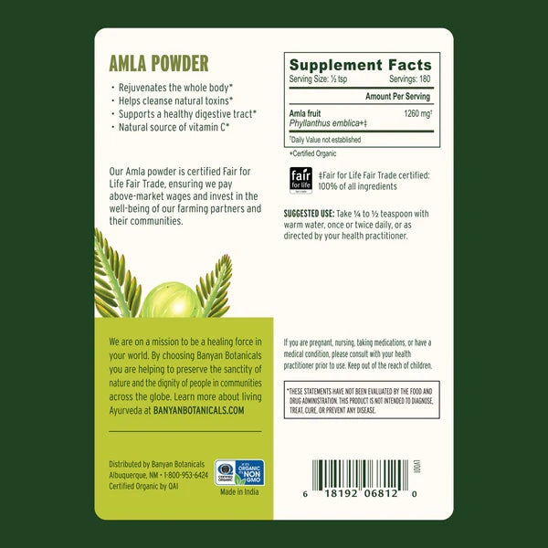Banyan Botanicals, Amla Powder (Formerly Amalaki Powder), 1/2 lb