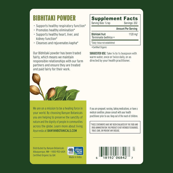 Banyan Botanicals, Bibhitaki Powder, 1/2 lb