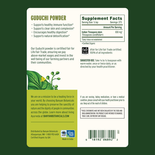 Banyan Botanicals, Guduchi Powder, 1/2 lb