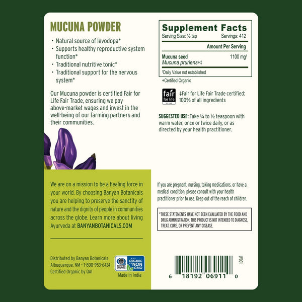 Banyan Botanicals, Mucuna (Kapikacchu) Powder, 1 lb