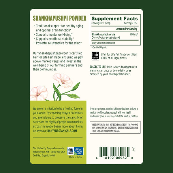 Banyan Botanicals, Shankhapushpi Powder, 1 lb