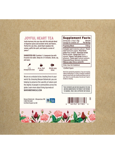 Banyan Botanicals, Joyful Heart Tea, CCG Tea with Hibiscus and Rose, 1.8 oz