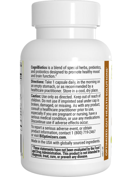 BIOptimizers, CogniBiotics, 60 Veggie Caps