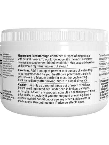 BIOptimizers, Magnesium Breakthrough Powder, Raspberry Lemonade, 4.7 oz