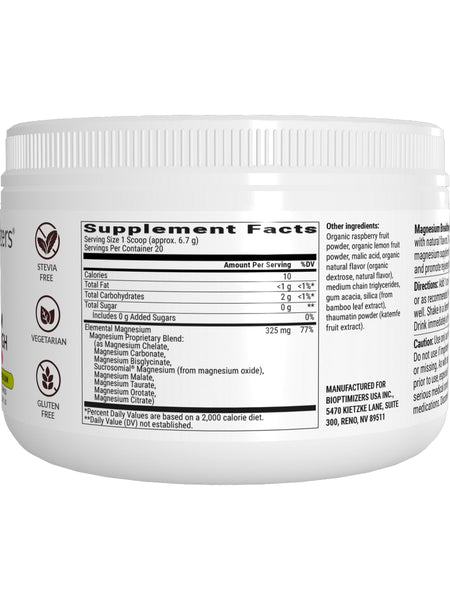 BIOptimizers, Magnesium Breakthrough Powder, Raspberry Lemonade, 4.7 oz