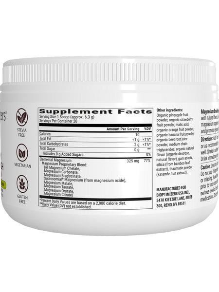 BIOptimizers, Magnesium Breakthrough Powder, Organic Fruit Punch 20 Servings, 4.4 oz