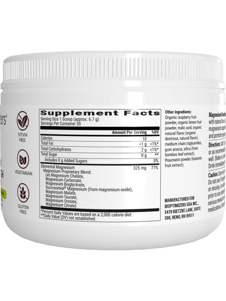 BIOptimizers, Magnesium Breakthrough Powder, Raspberry Lemonade, 30 Servings, 7.1 oz