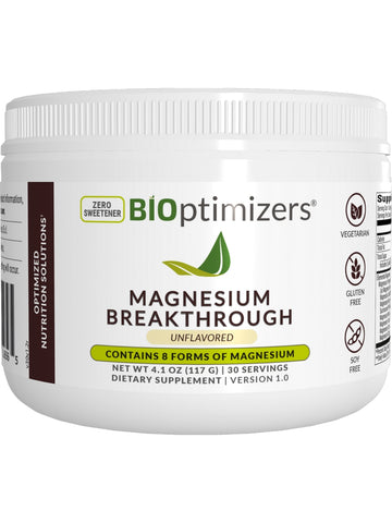 BIOptimizers, Magnesium Breakthrough Powder, Unflavored, 30 Servings, 4.1 oz