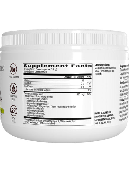 BIOptimizers, Magnesium Breakthrough Powder, Unflavored, 30 Servings, 4.1 oz