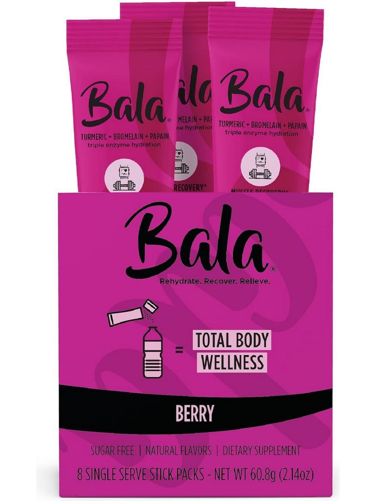 Bala Enzyme, Turmeric + Bromelain + Papain Triple Enzyme Hydration, Berry, 8 Single Serve Stick Packs
