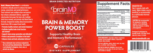 BrainMD, Brain and Memory Power Boost, 120 Capsules