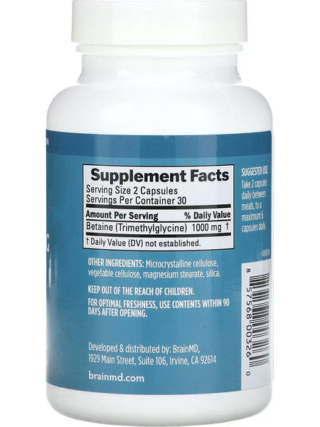 BrainMD, Betaine TMG, 60 Vegan Capsules