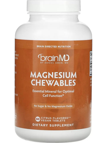 BrainMD, Magnesium Chewables, Citrus, 60 Vegan Tablets