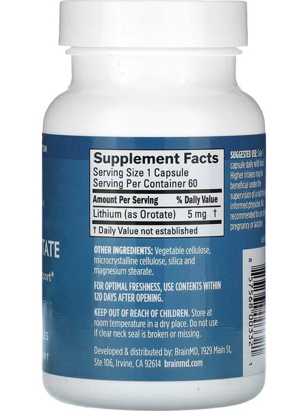 BrainMD, Lithium Orotate, 60 Vegan Capsules