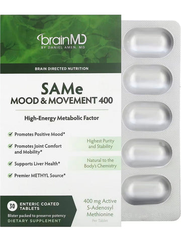 BrainMD, SAMe Mood & Movement 400, 30 Enteric Coated tablets