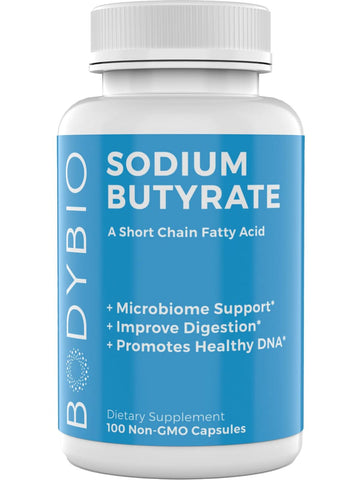 BodyBio, Sodium Butyrate, 100 Non-GMO Capsules
