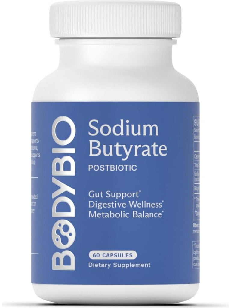 BodyBio, Sodium Butyrate, Postbiotic for Gut Health, 60 Capsules