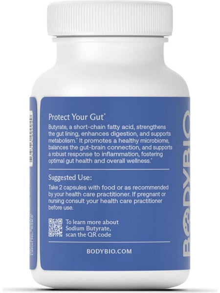 BodyBio, Sodium Butyrate, Postbiotic for Gut Health, 60 Capsules