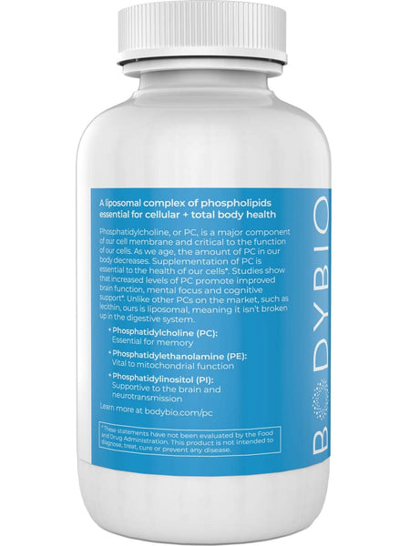BodyBio, PC (Phosphatidylcholine), 100 Non-GMO Softgels