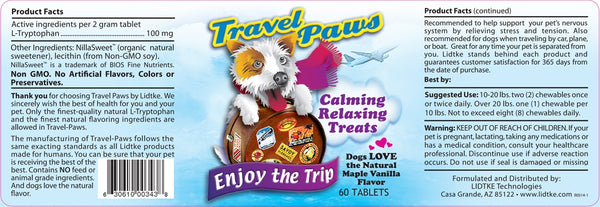 Lidtke, Travel Paws, Maple Vanilla, 60 Tablets