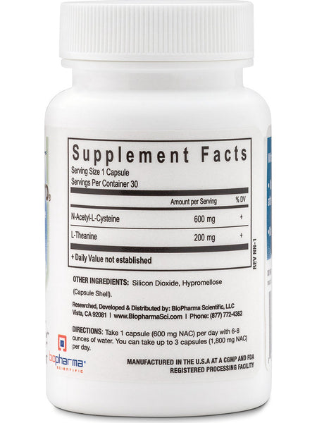 BioPharma Scientific, NanoNeuro, N-Acetyl-L-Cysteine With L-Theanine, 30 Capsules