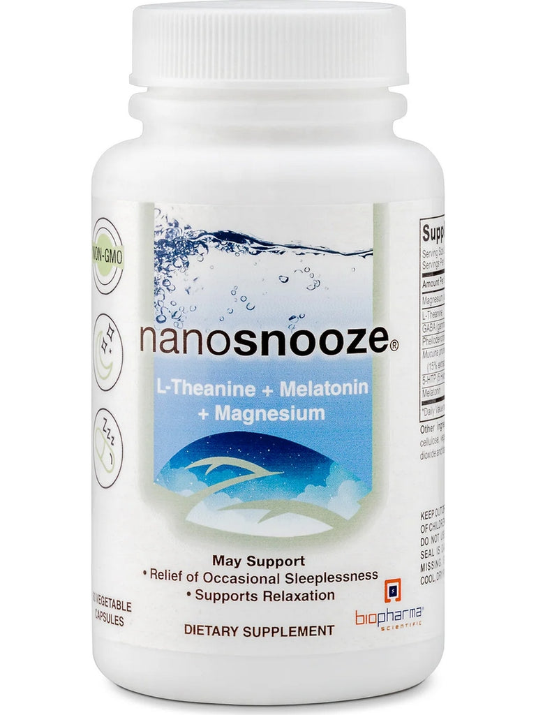 BioPharma Scientific, NanoSnooze, L-Theanine + Melatonin + Magnesium, 60 Vegetable Capsules