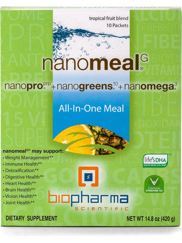 BioPharma Scientific, NanoMealG All-In One Meal, Tropical Fruit Blend, 14.8 oz