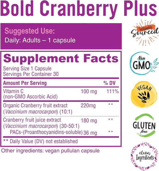 Bold Botanica, Bold Cranberry Plus, 30 Vegan Capsules