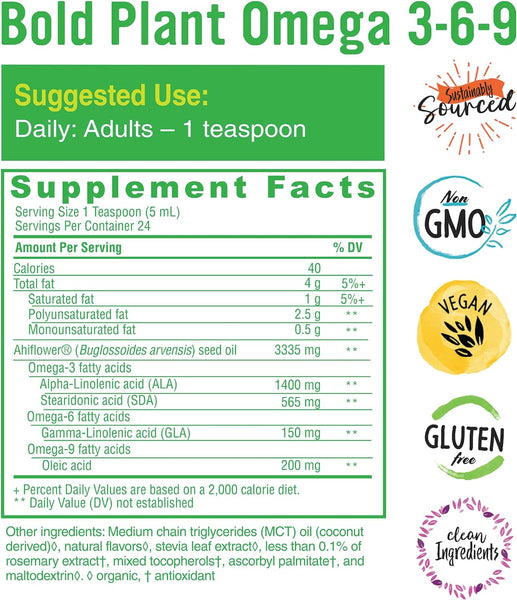 Bold Botanica, Bold Plant Omega 3-6-9, 4 fl oz
