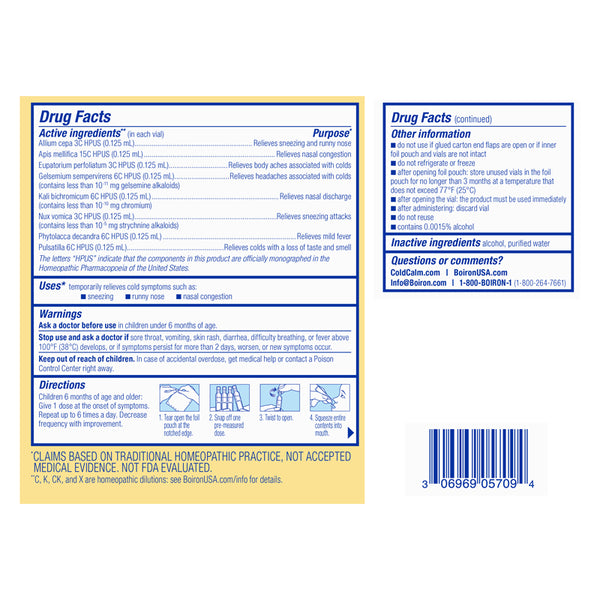 Boiron, Coldcalm Baby Liquid Doses, 30 Liquid Doses