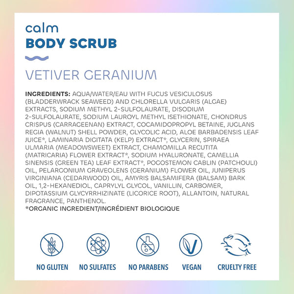 Seaweed Bath Co., Calm Body Scrub, Vetiver Geranium, 6 fl oz
