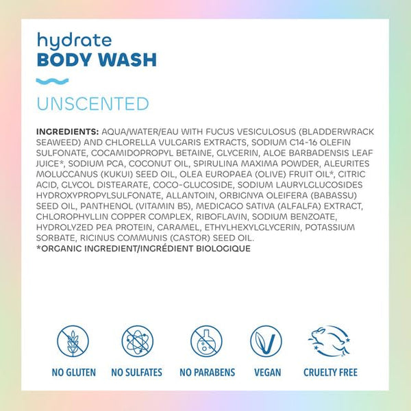 Seaweed Bath Co., Hydrate Body Wash, Unscented, 12 fl oz