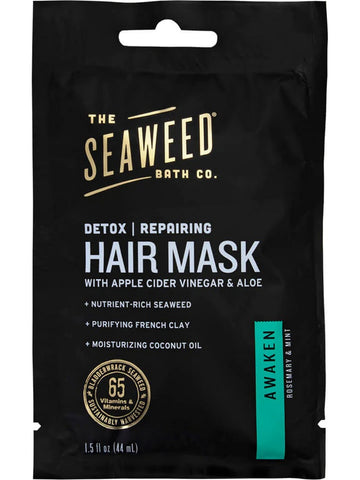 Seaweed Bath Co., Detox Repairing Hair Mask with Apple Cider Vinegar & Aloe, Awaken Rosemary & Mint, 1.5 fl oz