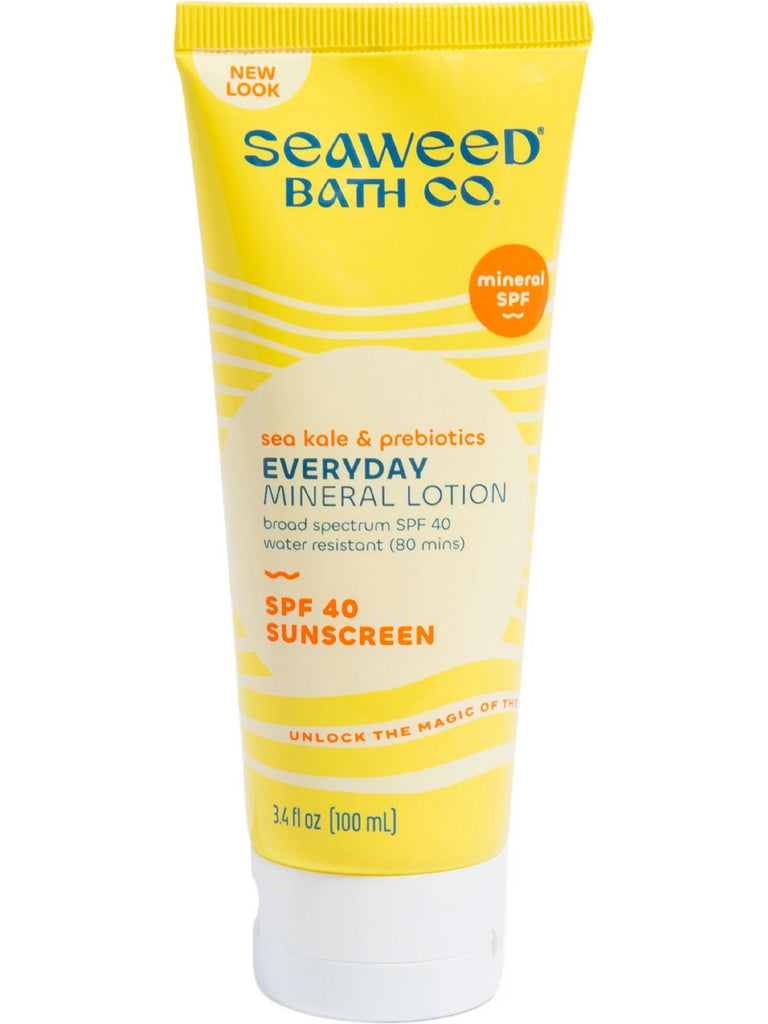 Seaweed Bath Co., Sea Kale & Prebiotics Everyday Mineral Lotion SPF 40 Sunscreen, 3.4 fl oz