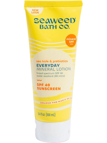 Seaweed Bath Co., Sea Kale & Prebiotics Everyday Mineral Lotion SPF 40 Sunscreen, 3.4 fl oz