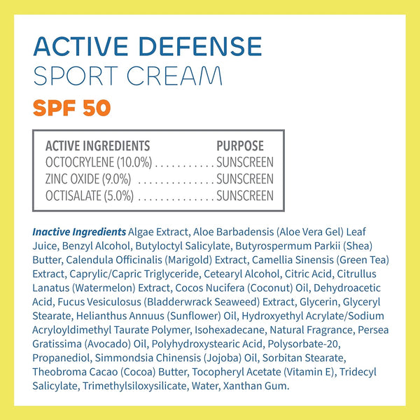 Seaweed Bath Co., Aloe & Watermelon Active Defense Sport Cream SPF 50 Sunscreen, 3.4 fl oz