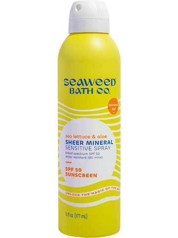 Seaweed Bath Co., Sea Lettuce & Aloe Sheer Mineral Sensitive Spray SPF 50 Sunscreen, 6 fl oz