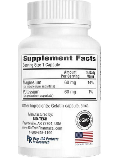 Bio-Tech Pharmacal, K-MAG-60, Aspartate, 100 Capsules