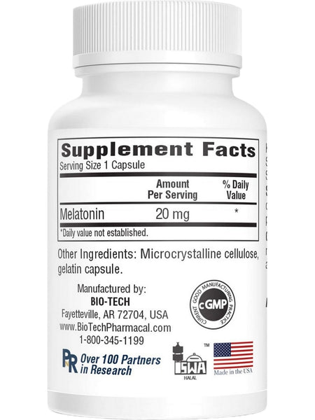Bio-Tech Pharmacal, Melatonin, 20mg, 100 Capsules
