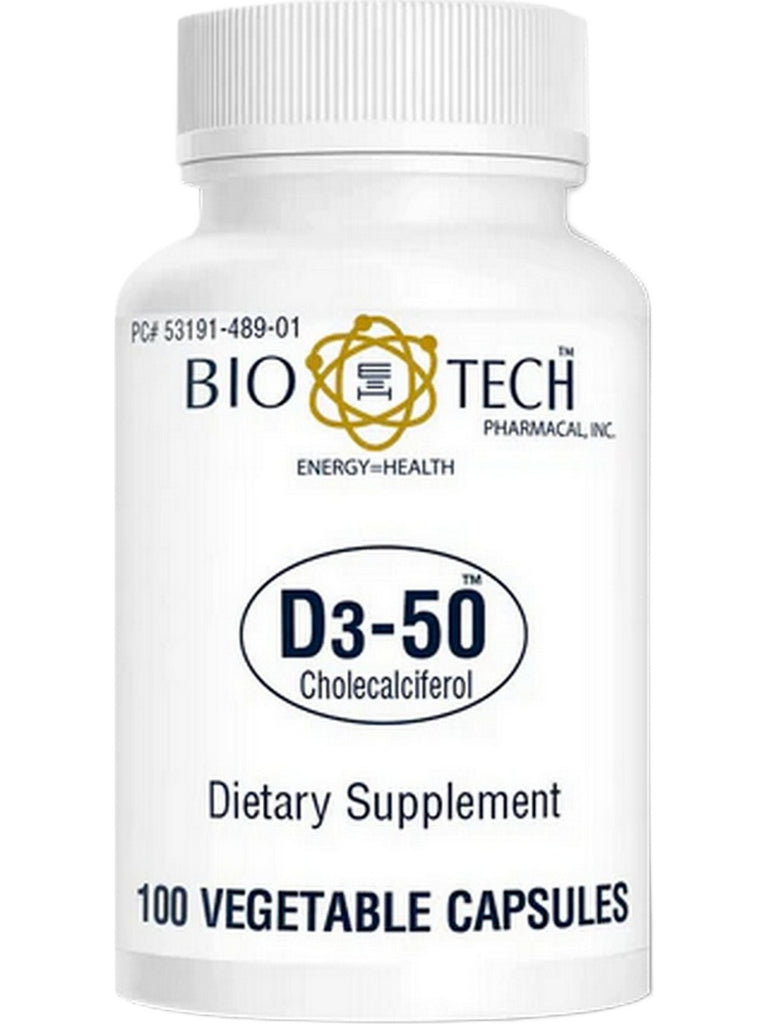 Bio-Tech Pharmacal, D3-50 (50,000 IU), Cholecalciferol, 100 Vegetable Capsules